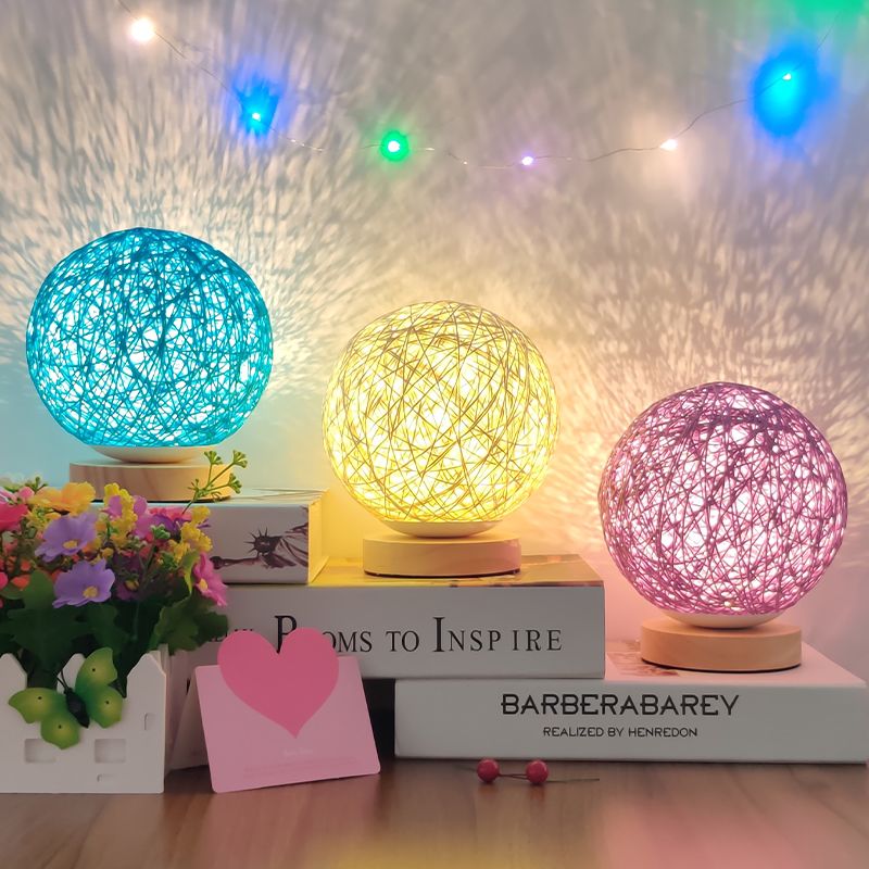 Lampe décorative LED globe en coton - Bleu